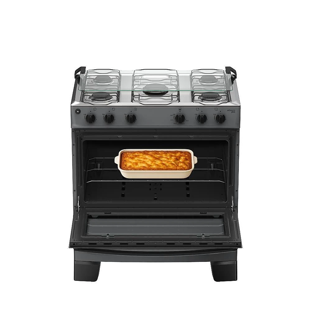 Fogão 5 Bocas Atlas Mônaco Plus Mesa De Inox Bivolt Titanium