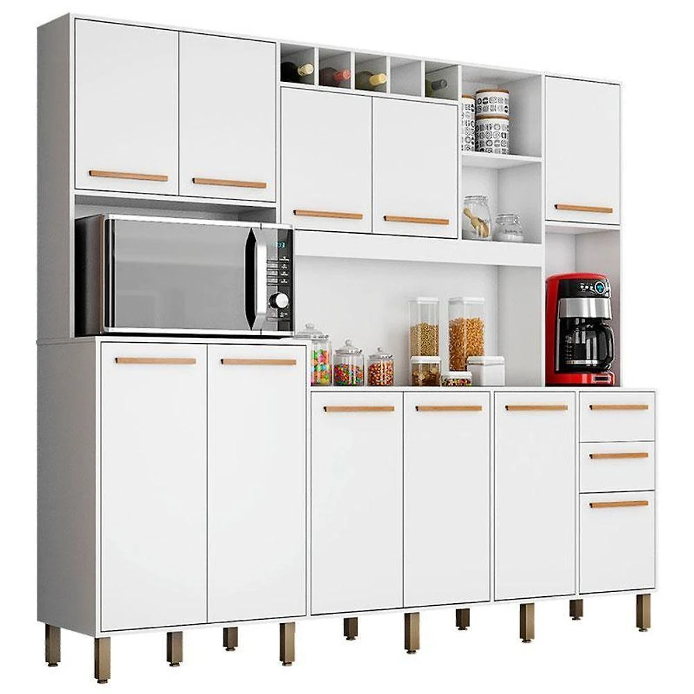 Kit Cozinha Compacta Petra Branco Cinamomo - Valdemóveis
