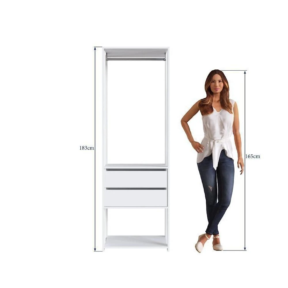Guarda Roupa Closet 3 Peças com 3 Cabideiros 4 Gavetas 2 Nichos Easy Prodecor Branco