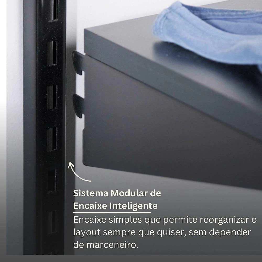 Closet Aberto Modular para Casal 225cm Eminence Preto