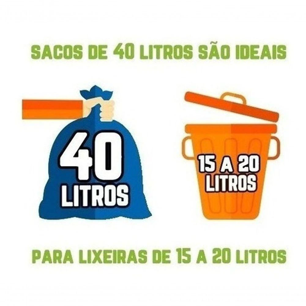 Saco de Lixo Kit 100l 100un e 40l 100un Reforçado para Uso Geral Preto Higipack