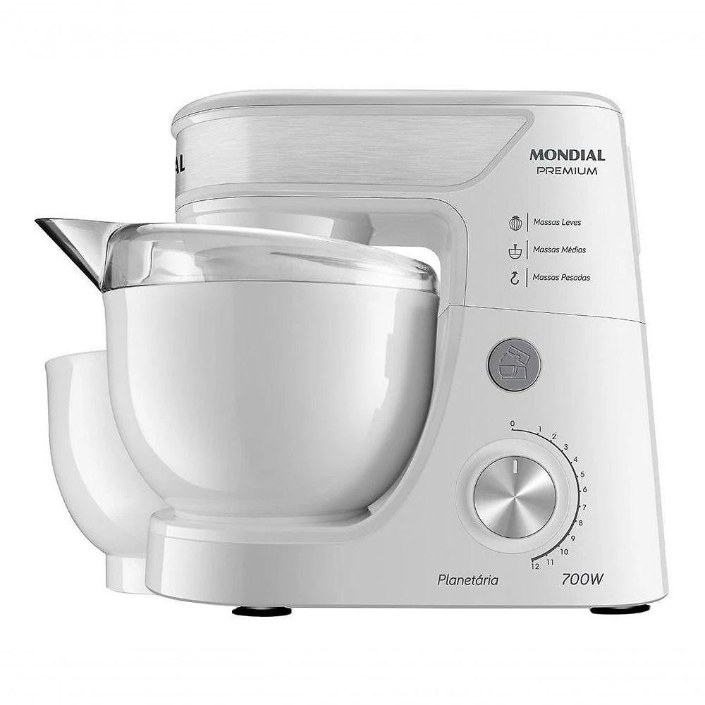 Batedeira Planetária Mondial BP-01P-W 4,5L 700W 12 Velocidades Preto com 2 Tigelas 110V