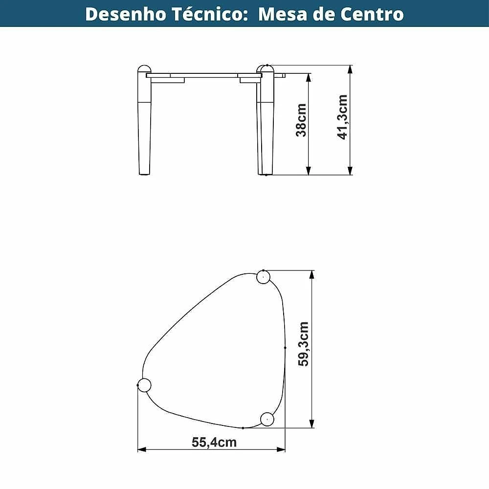 Mesa De Centro Orgânica Artesano 60 Cm (largura) Em Mdp Nero (preto) E Pés Em Madeira Maciça