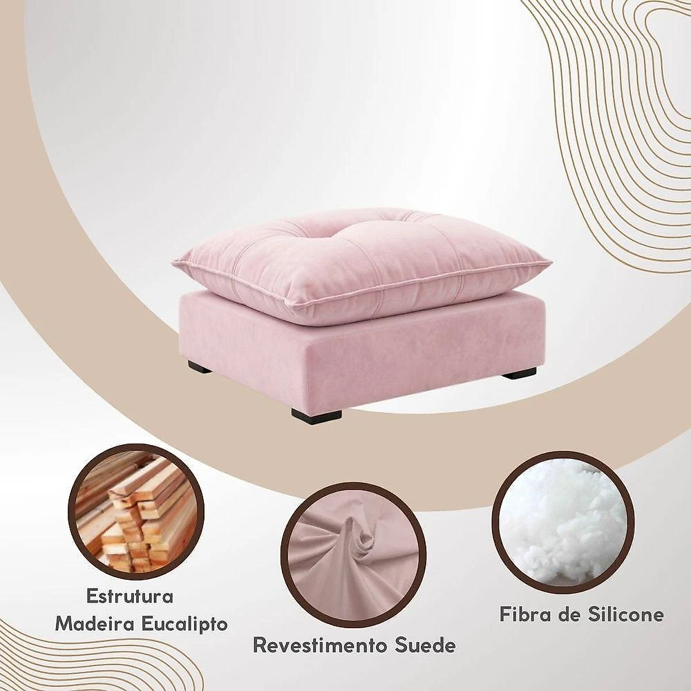 Cama Puff para Pet Black House Decor para Cachorro e Gato em Suede Rose 1 Unidade