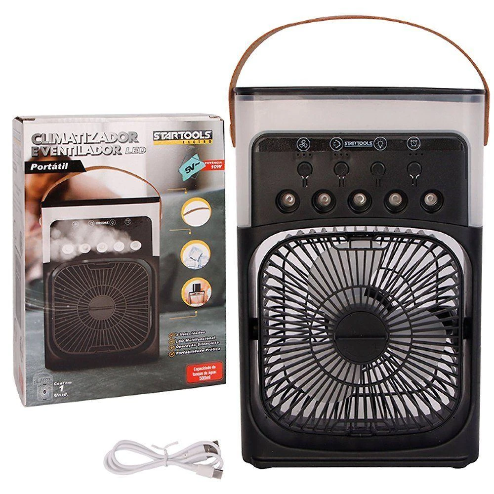 Climatizador e Ventilador Portátil Startools 10W Preto com Led Bivolt