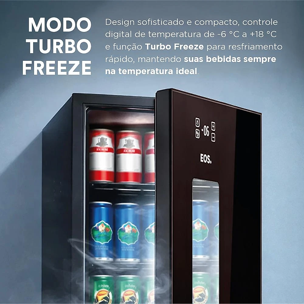 Cervejeira EOS Bierhaus 76 Litros Frost Free com Compressor Black Glass ECE90 220V