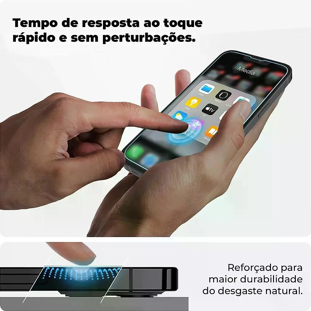 Kit Capa Couro Dual Preta e Pelicula Ultra Glass para iPhone 15 - Gshield