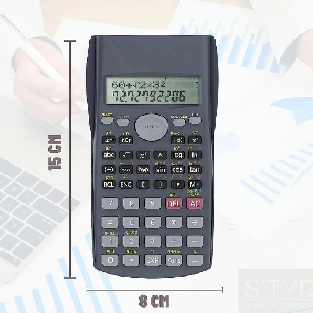 Calculadora Científica 240 Funções 12 Digitos Display LCD Duplo Preto