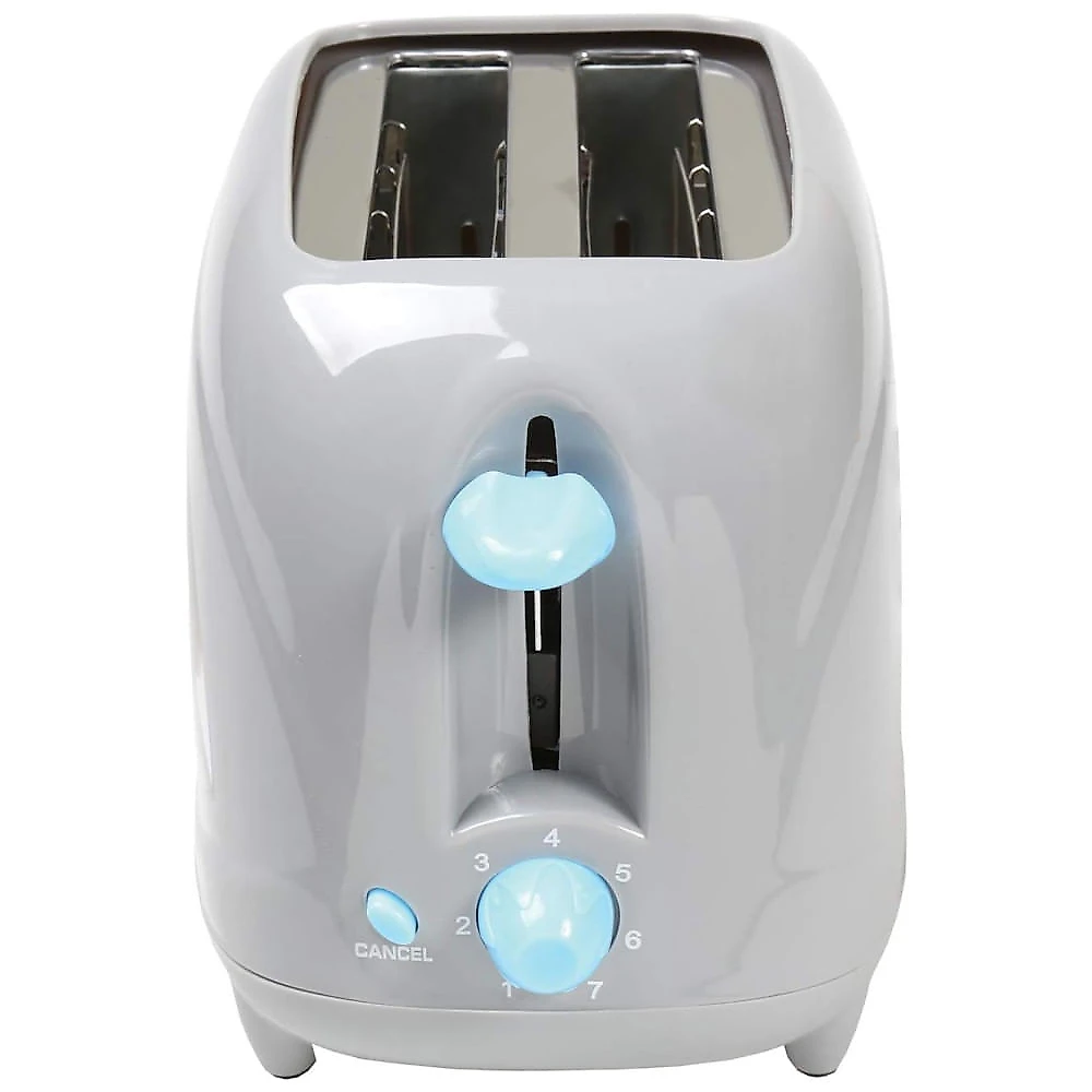Torradeira 2 Fatias com Tema BobRoss, Termostato Ajustável e Fácil de Limpar, 110V 650W, BobRoss, Cinza e Azul 110v