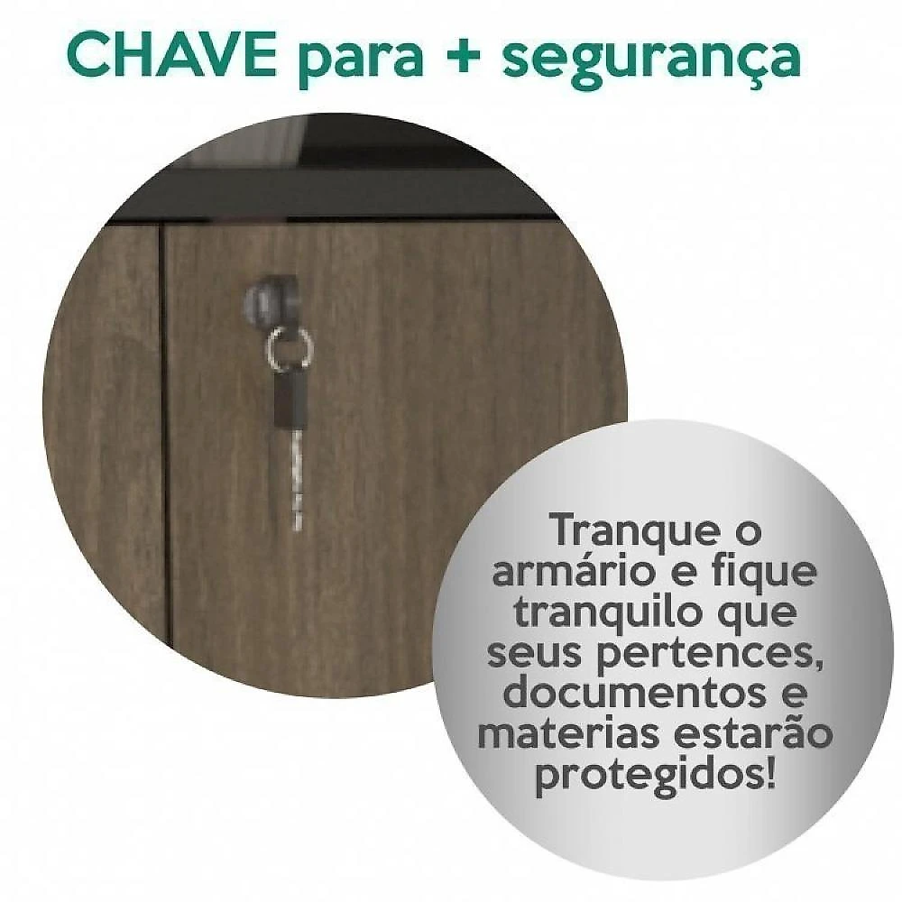 Kit 2 Peças 1 Mesa em L 1 Armário Alto com Nicho Tamburato Conjunto Escritório com Mesa LD com Armário Diretor Artany Charuto/Preto