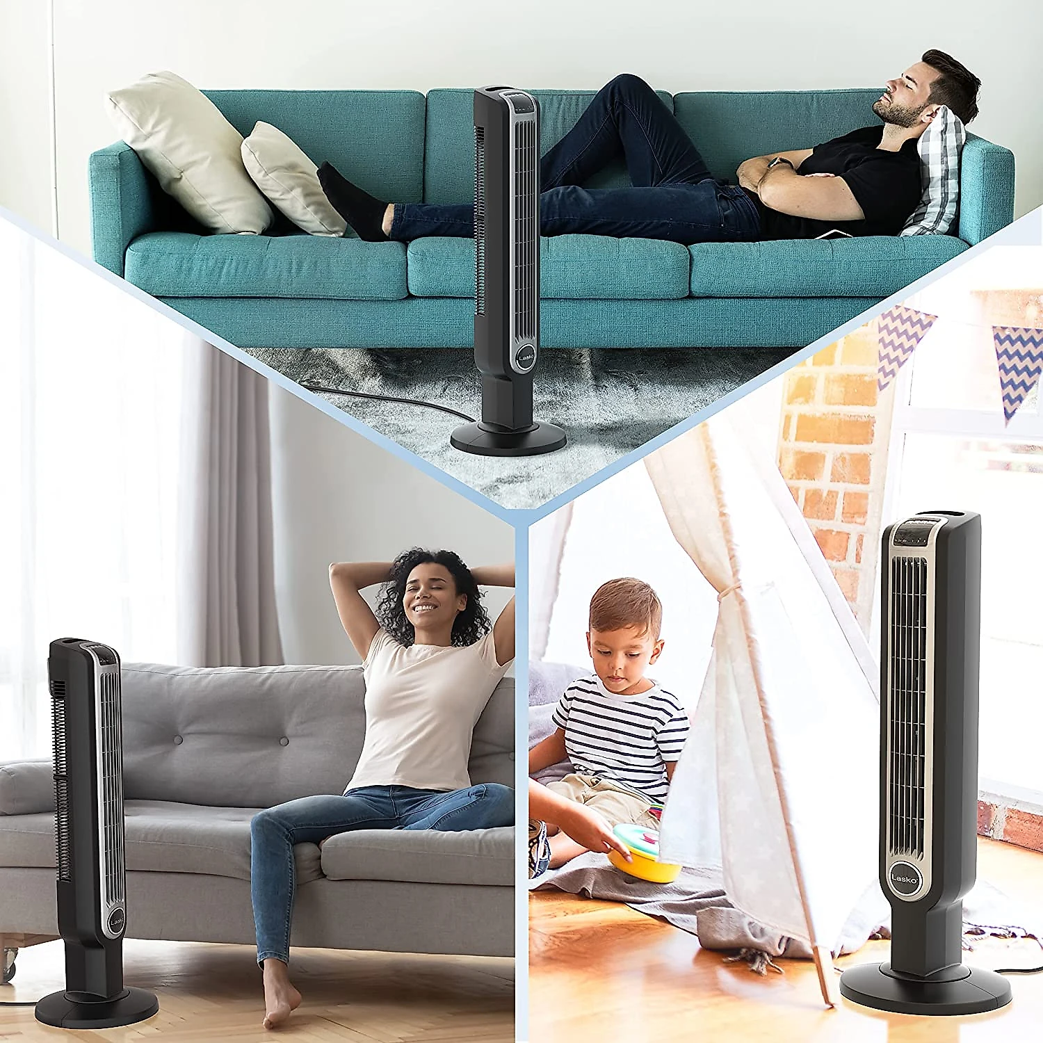 Lasko 2511 36 Oscillating 3Speed Tower Remote Control Household Fans 36 Inch Black