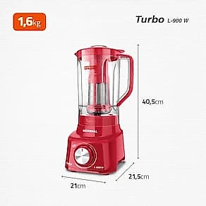 Liquidificador Mondial Turbo L900 Vermelho 900W com 5 Velocidades 110V