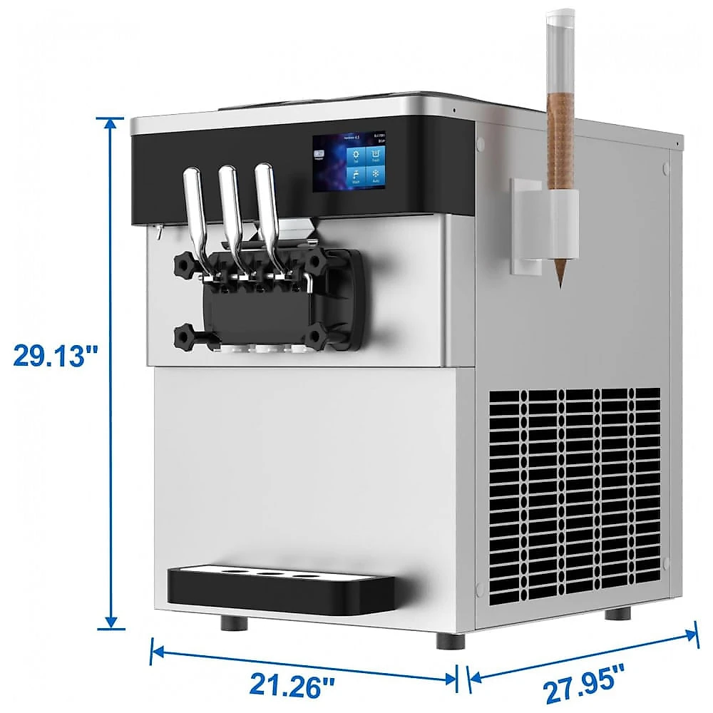 Máquina de Sorvete Soft Comercial XPW Inox 3 Sabores 2x6L Alta Produção 2450W 110V