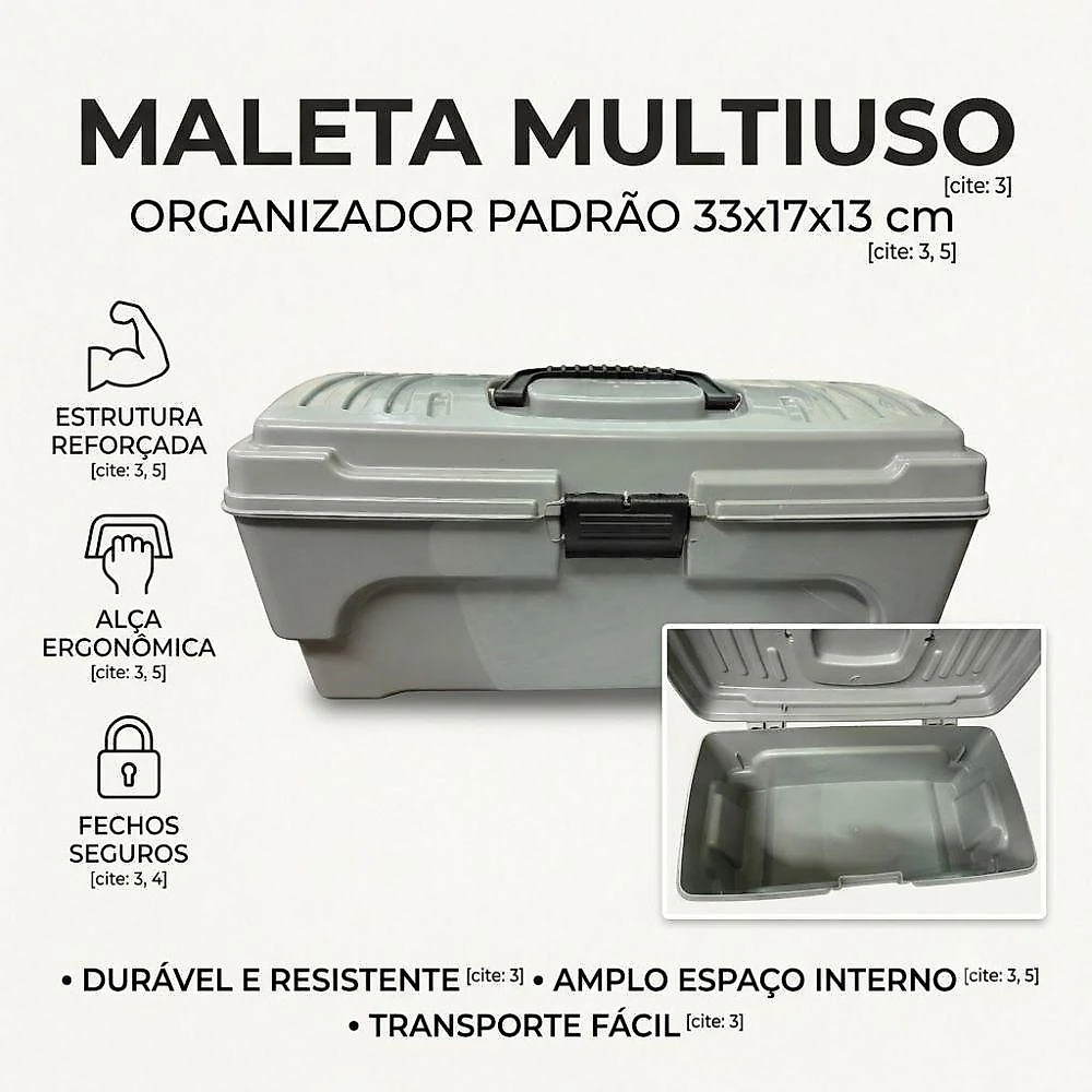 Maleta Plástica Organizadora Ferramentas Pesca Costura Color Standard Cinza e Preto Yeet