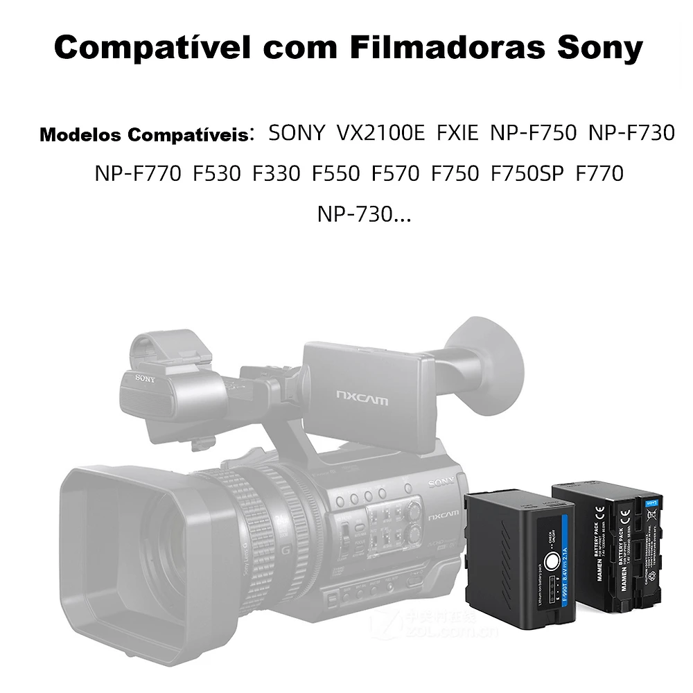 Miniatura Bateria NP-F750T (F750/F770) Multifuncional Led com Saída USB
