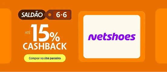 NETSHOES COM ATÉ 15% DE CASHABCK