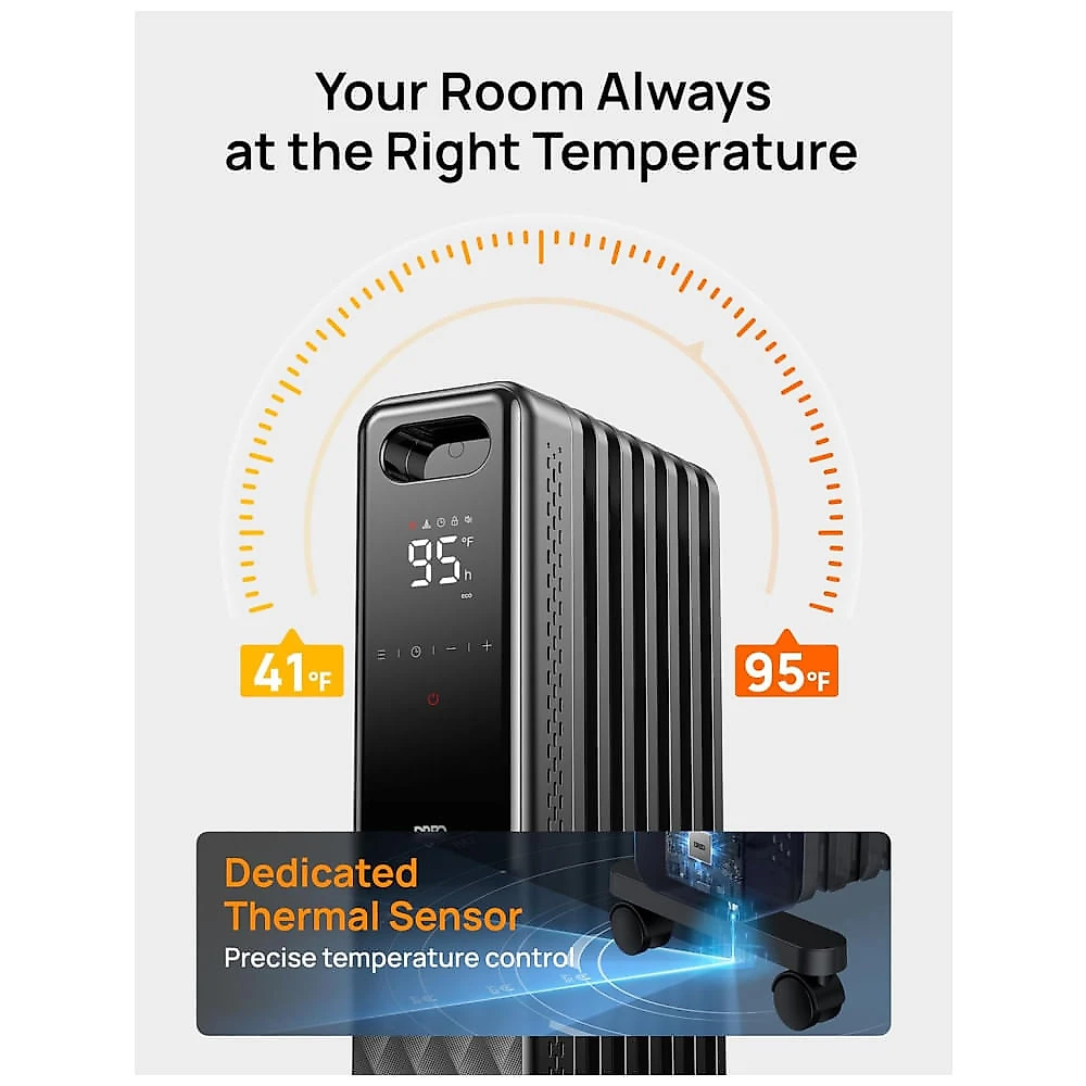 Aquecedor Elétrico a Óleo com Controle Remoto, 4 Modos, Proteção Contra Superaquecimento e Tombamento, 110V 1500W, Dre...