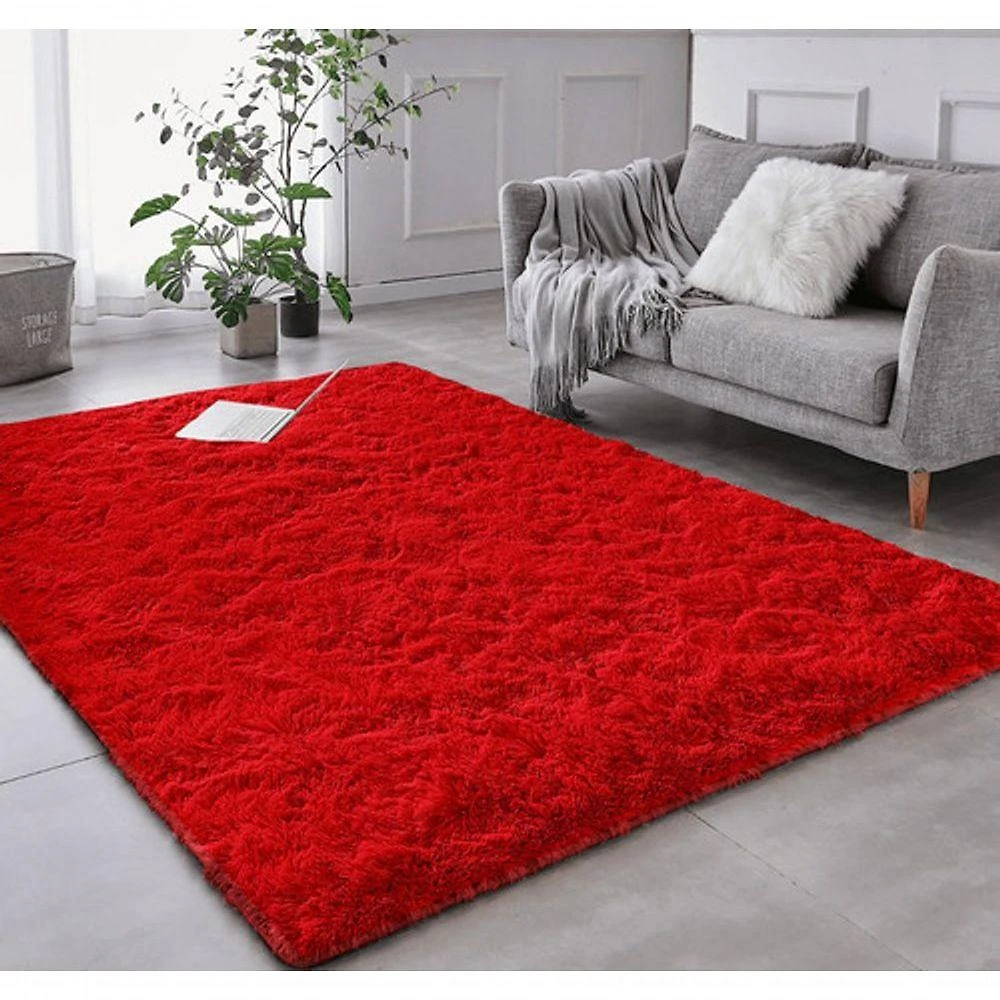 Tapete Sala Felpudo Peludo Vermelho 100 X 120 Cm