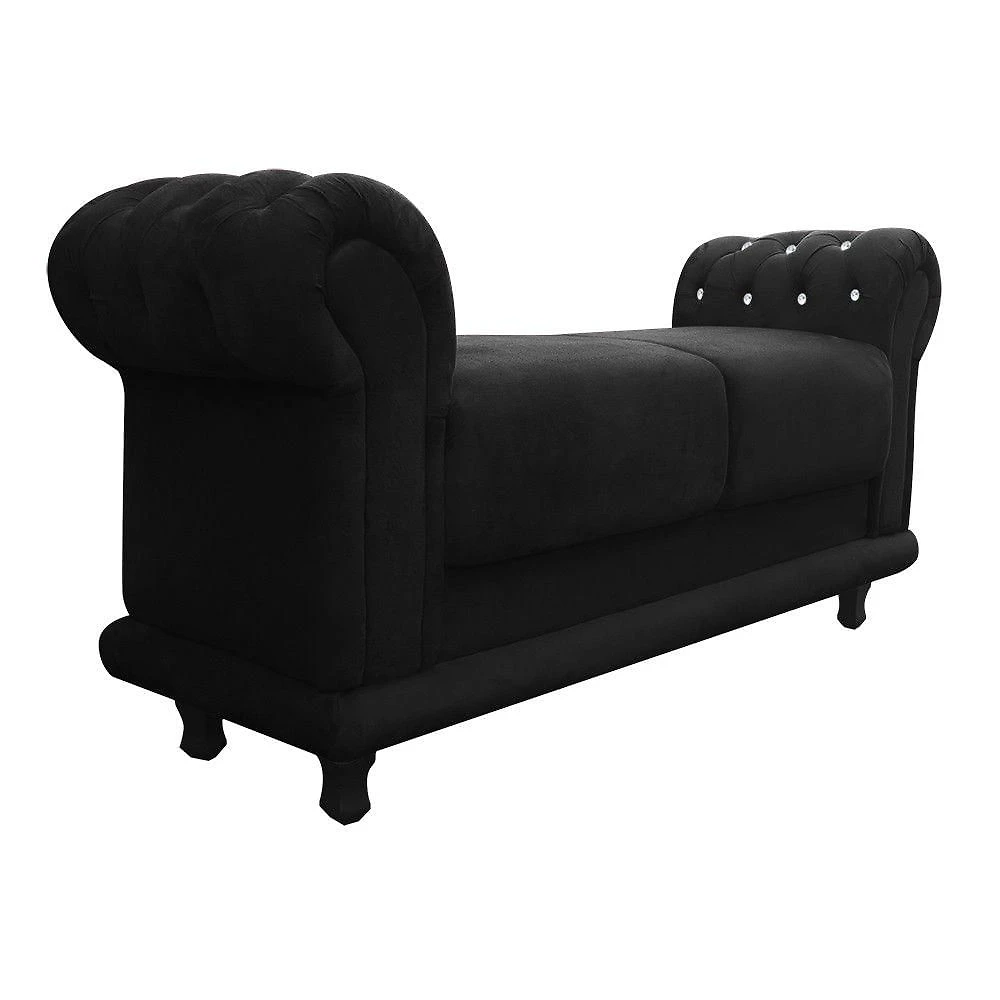 Recamier Barcelona Suede com Strass Preto
