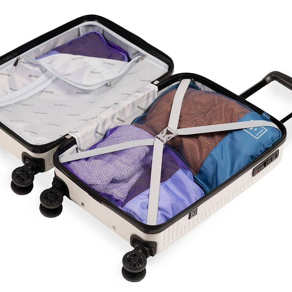 Mala de viagem média 23kg abs 4 rodas 26" my way off white m