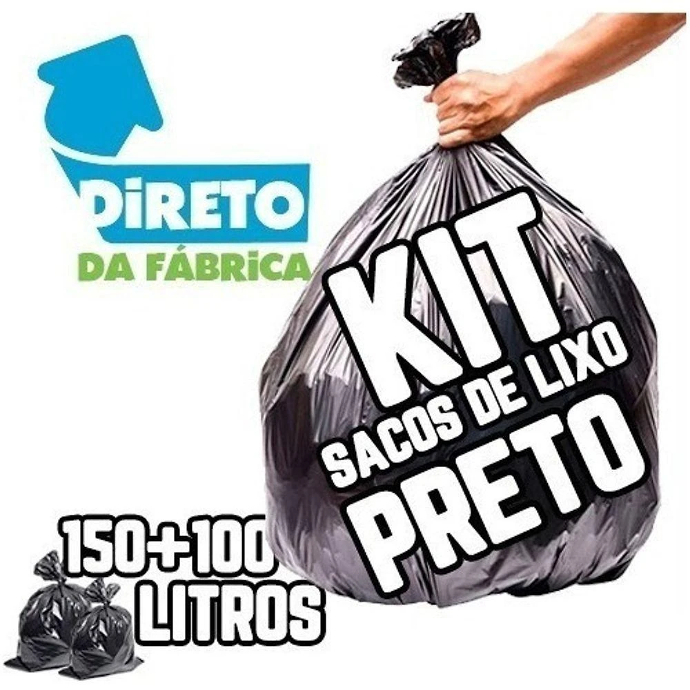 Saco de Lixo Kit 150l Reforçadíssimo + 100l Reforçado Preto 150l 100l Higipack