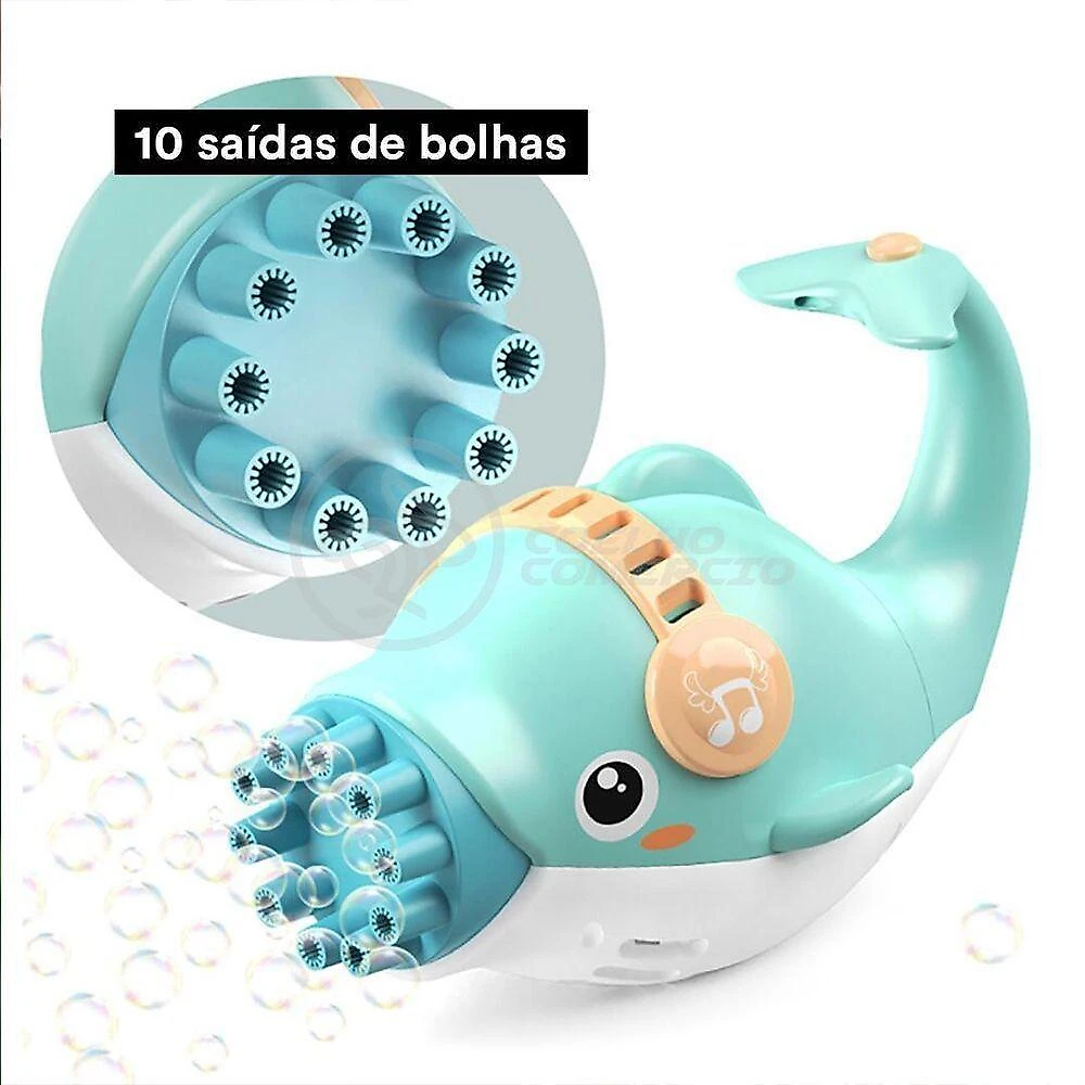 Kit 1 Golfinho Bolha Sabão Criança Infantil+ 3 Pilha Azul 5