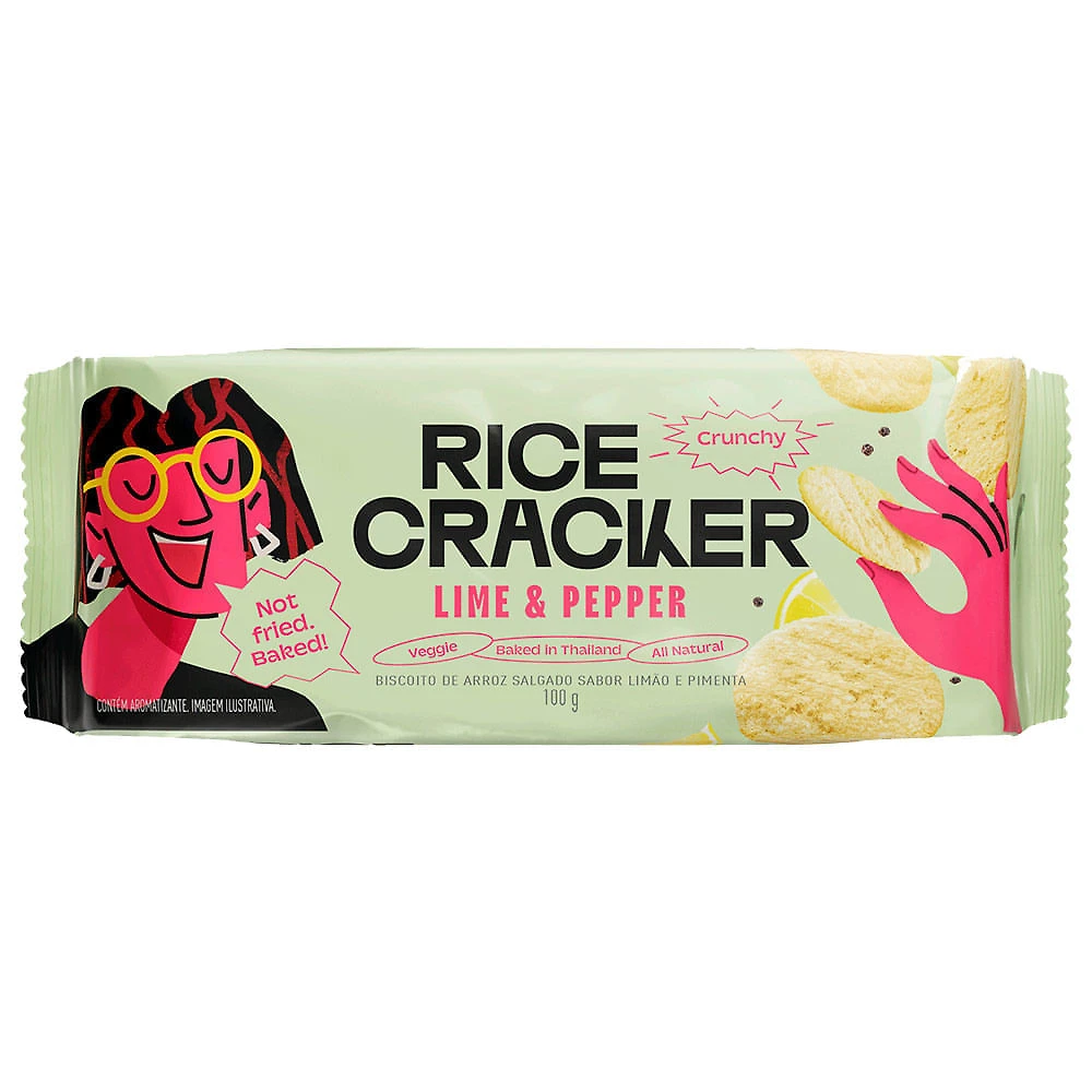 Biscoito de Arroz Salgado Rice Cracker Lime e Peper 100g