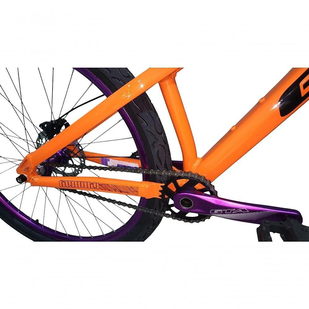 Bicicleta Aro 26 Freeride Gta Gravity Freio Hidráulico Shimano Cubo K7 Barulhento Garfo C-trava Pneu Flame - Laranja