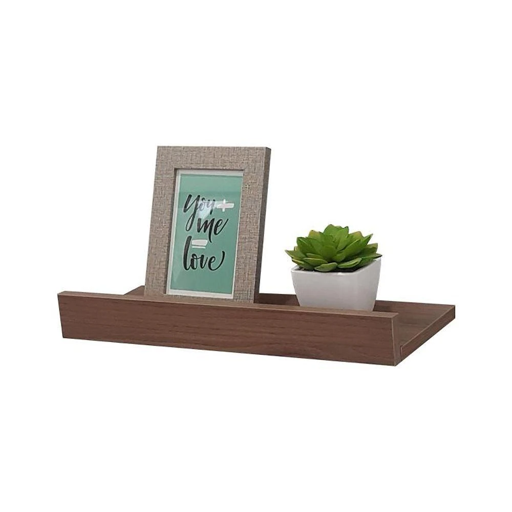 Prateleira Porta Quadros 40X20CM MDP Suporte Invisível Moderno Sala Marrom Mercado das Prateleiras