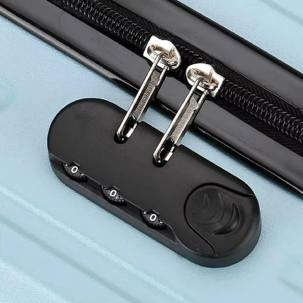 Mala de Viagem Pequena de Bordo 10kg Abs com Rodas Giro 360 Cadeado Zíper Azul Yeet