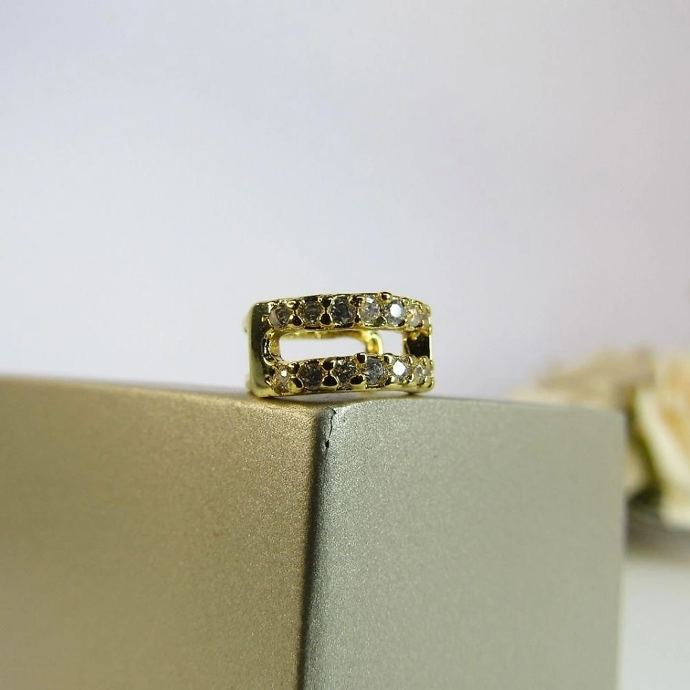 Piercing Fake Floratta Joias Vazado com Zircônia Ouro 18K Dourado