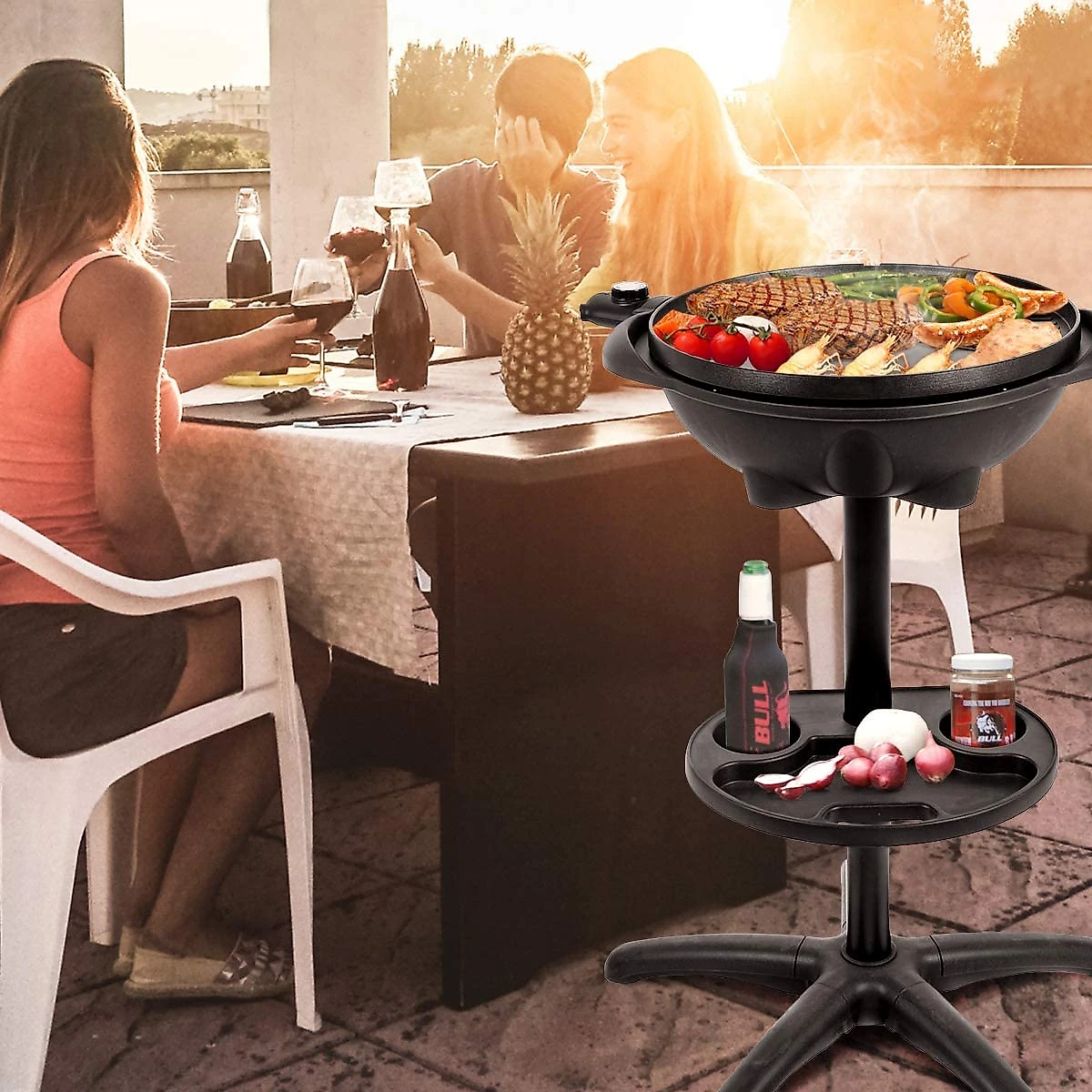 Giantex KC42178 Churrasqueira Elétrica Portátil serve 5 P orções 110V1350W Preto