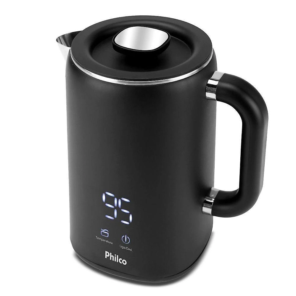 Chaleira elétrica philco pch18b 1,8l aço inox preto com painel digital touch 110v