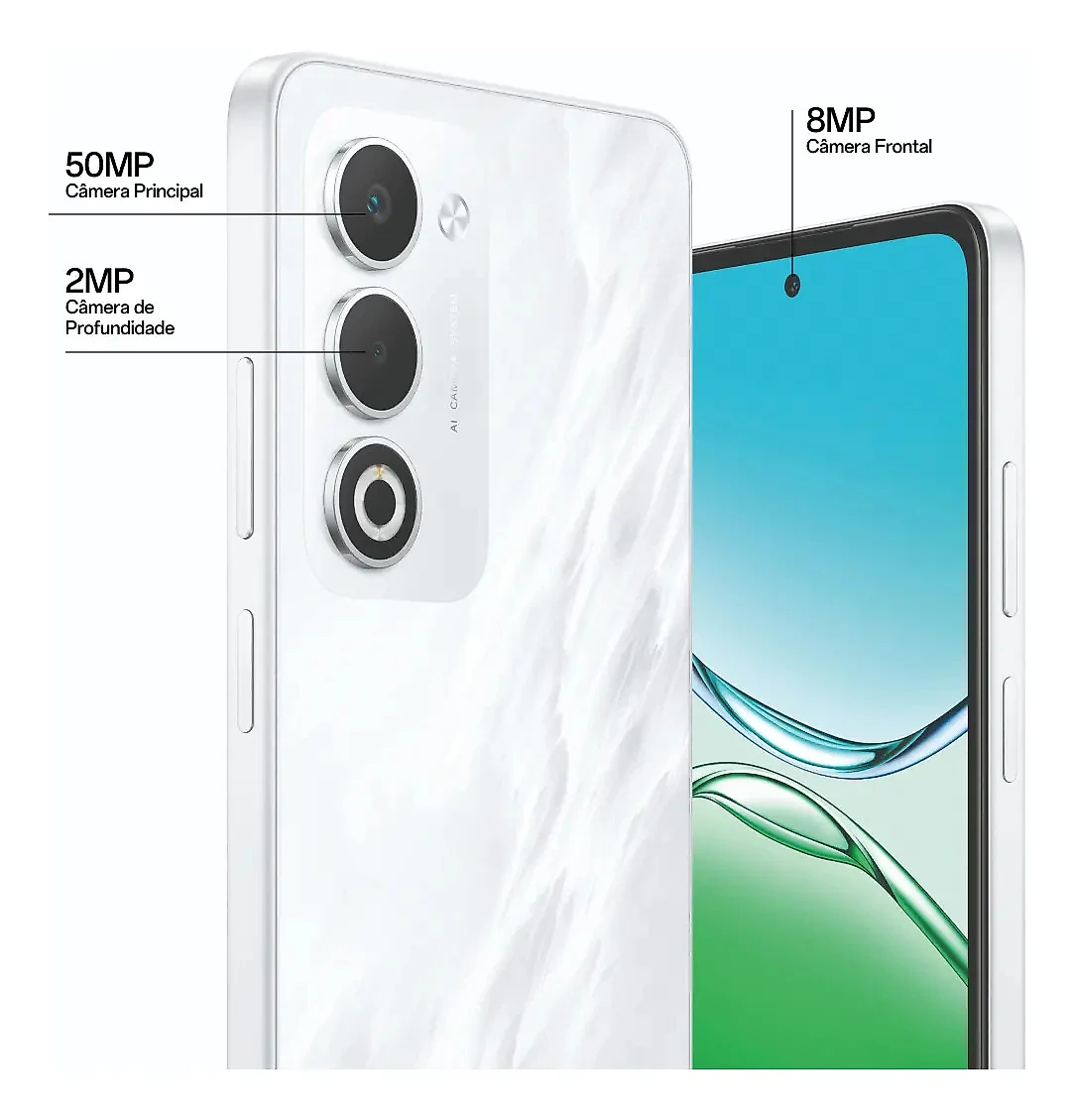 Smartphone OPPO A5 5G 256GB 16GB RAM (8GB + 8GB RAM Virtual) Bateria 6000 mAh Câmera AI 50MP NFC Branco