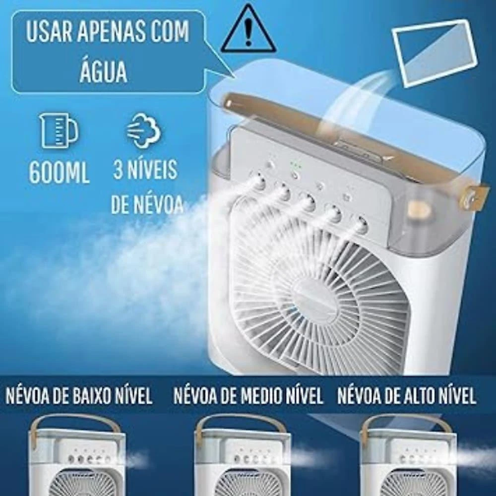 Ventilador Portátil de Mesa Mini Ar Condicionado Umidificador Utimix Branco 3 Velocidades 5V