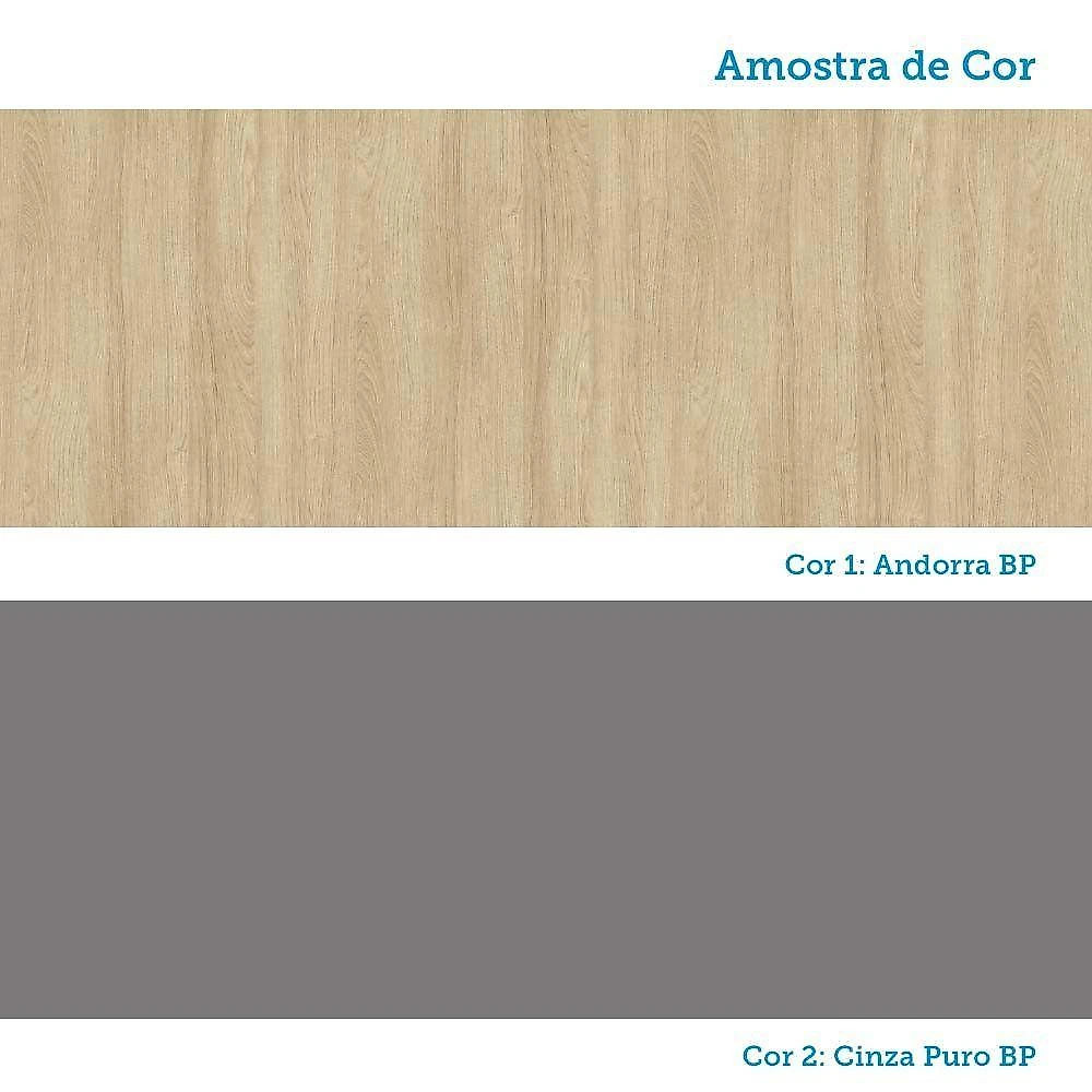 Armário Aéreo 60cm 1 Porta Essenza Luciane Móveis Andorra/cinza Puro