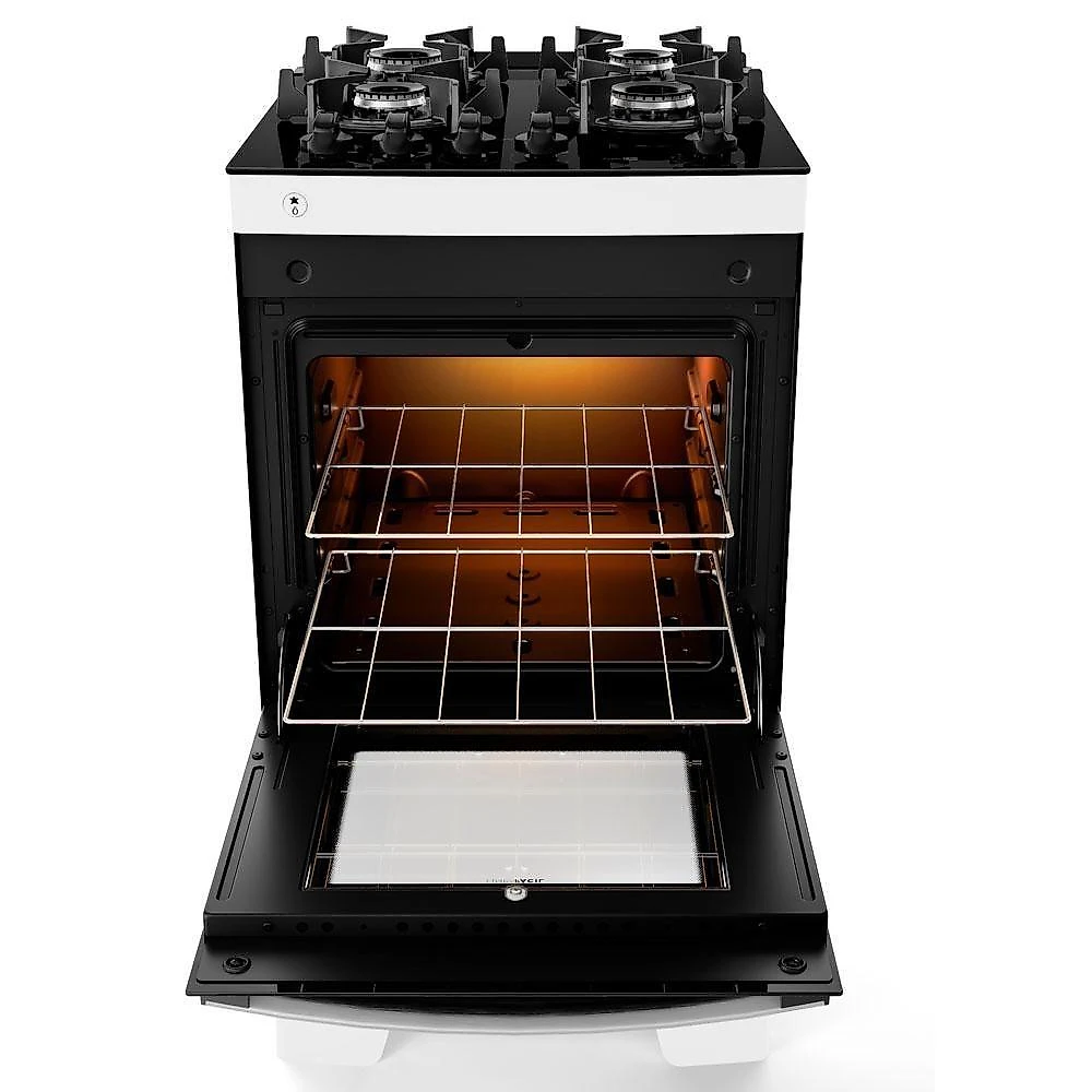 Fogão de Piso 4 Bocas Gás Atlas Agile Up Glass Vidro Temperado Automático Branco