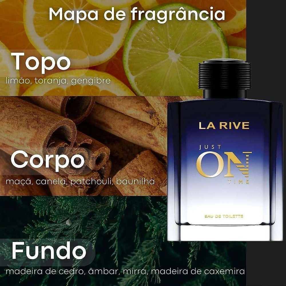 Perfume Just On Time Masculino Eau de Toilette 100ML La Rive Amadeirado Aromático