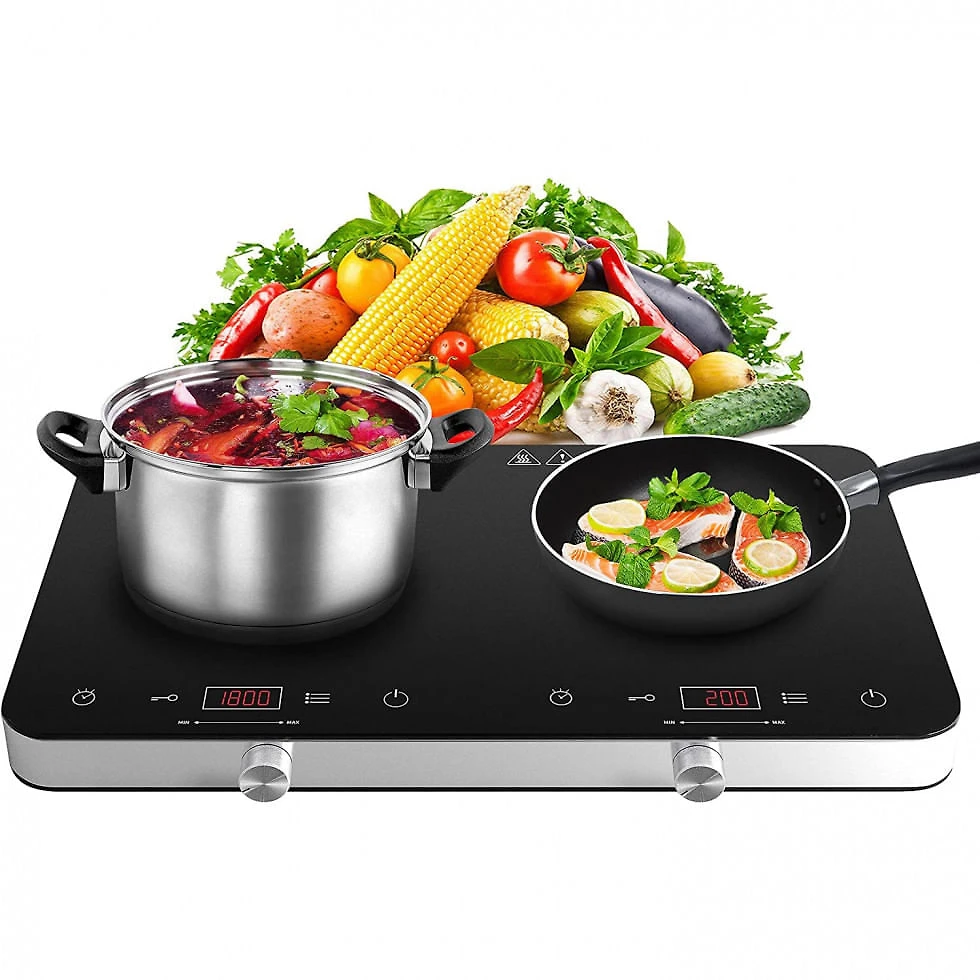 Cooktop COOKTRON de Indução Duplo Portátil com Controle Digital e 10 Temperaturas 110V 1800W
