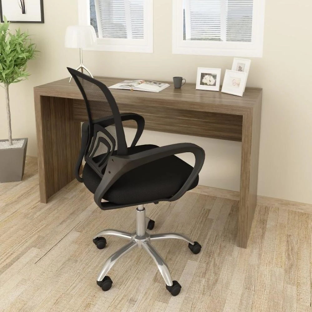 Kit 2 Peças com Escrivaninha 127cm com Cadeira de Escritório Diretor Tela Mesh