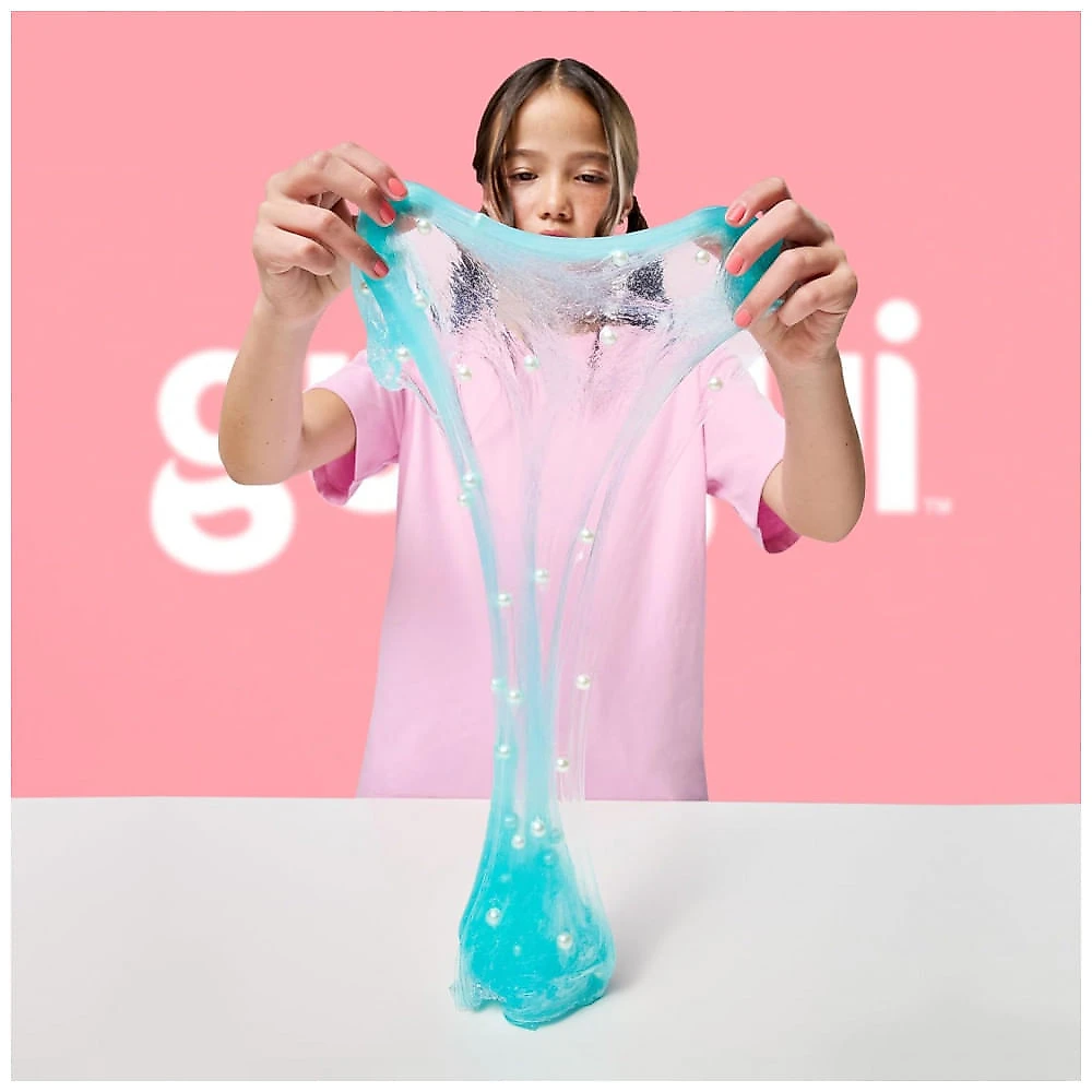 Kit Deluxe Gui Gui com 2 Slimes Iridescentes e Perfumadas, 5 Passos para Personalizar seu Slime GlowUp, Recipiente Lacrável e Reutilizável