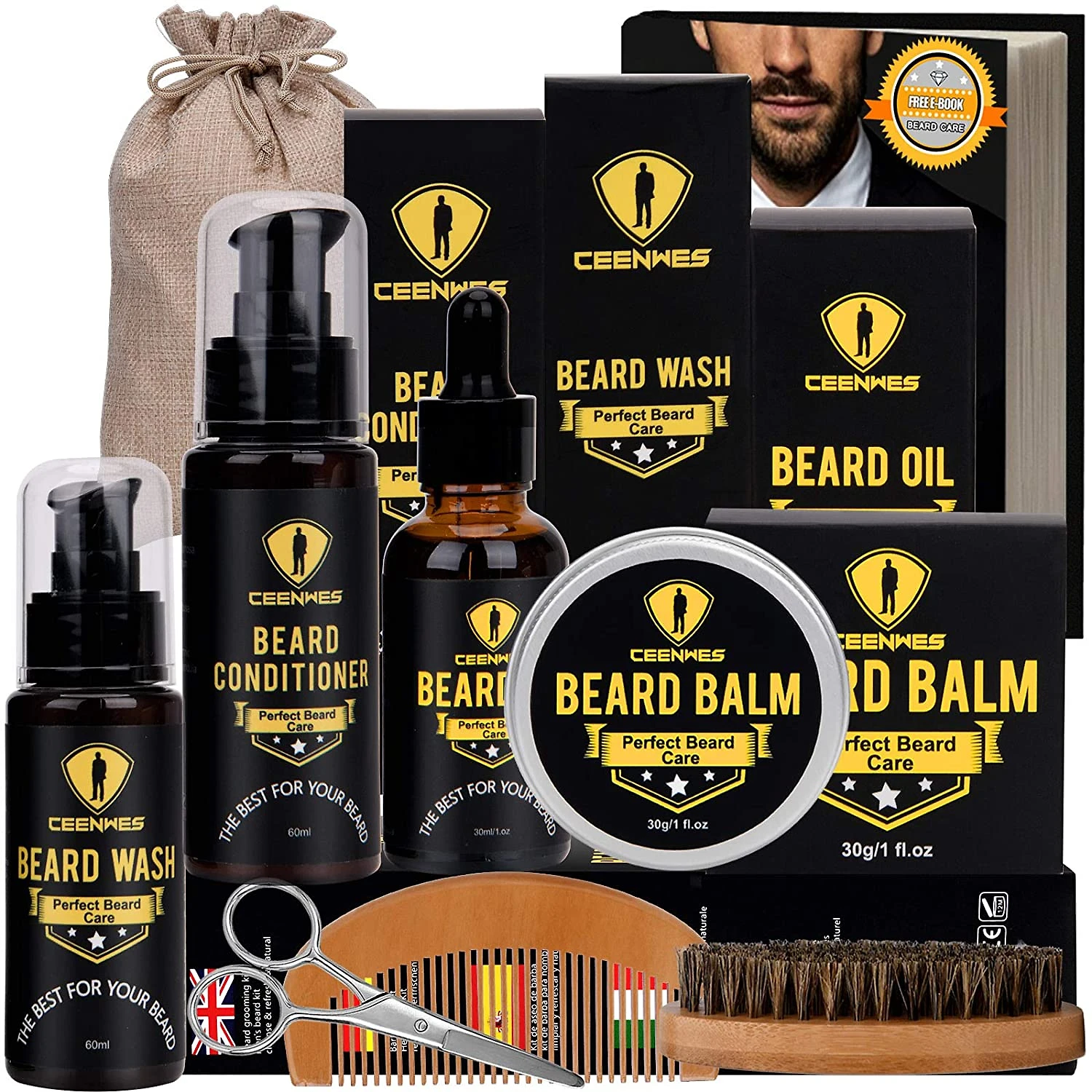 Ceenwes Kit para Barba Profissional Portátil com Cera e