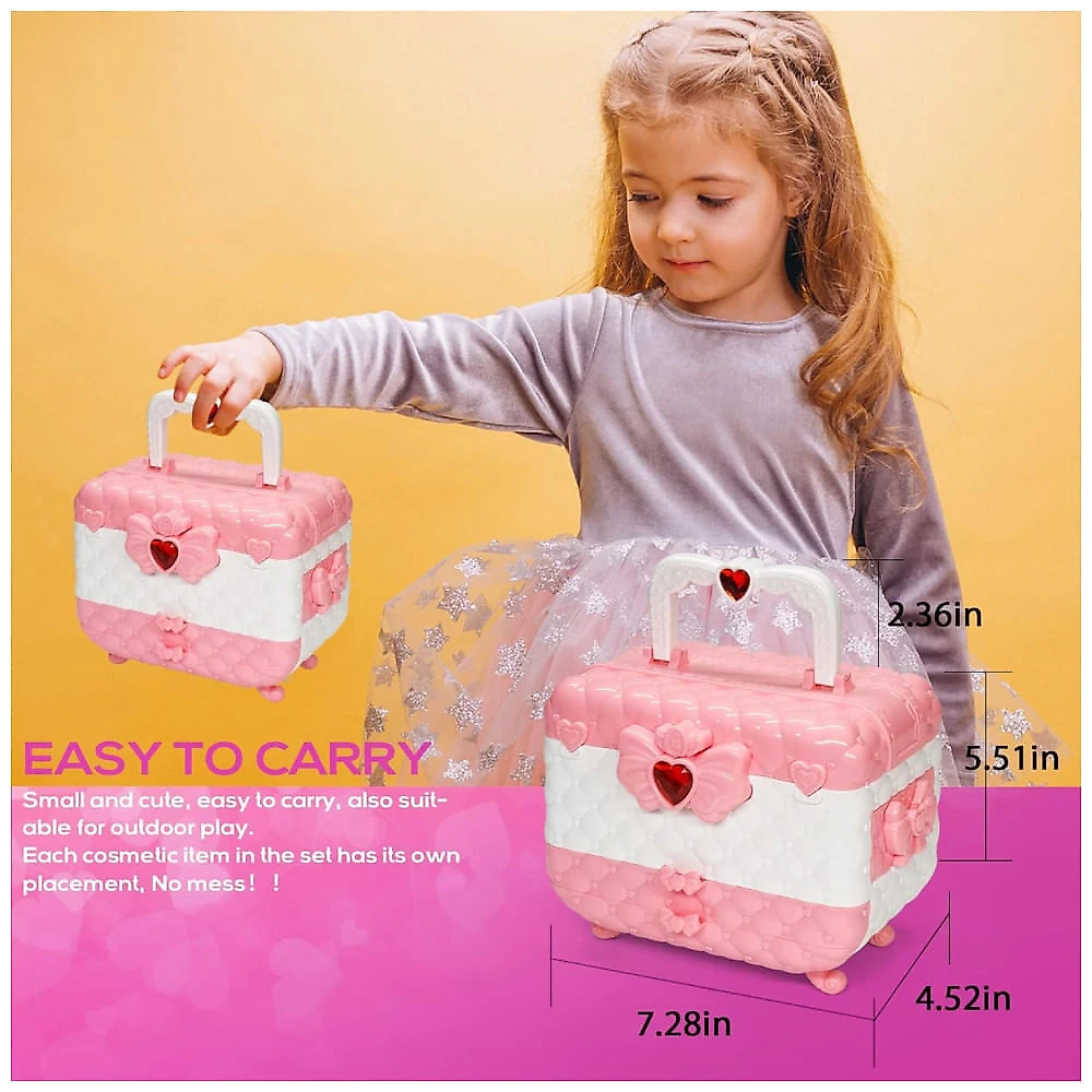 Kit de Maquiagem Infantil com 57 Peças para Crianças de 4 a 12 Anos, HERAPFANN, Rosa 110v