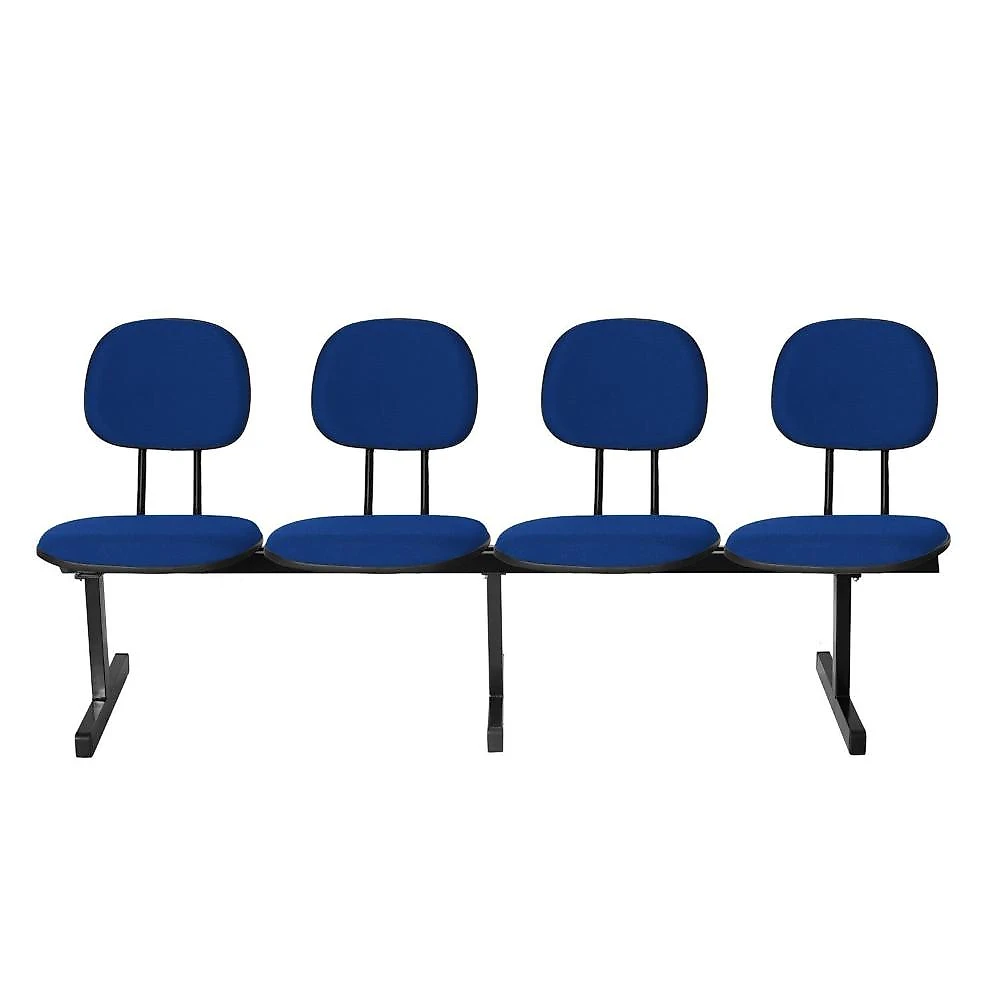 Cadeira Escritório Longarina 4 Lugares Estofada Ecoflex Cadeira Secretária Longarina 4 Lugares Ecoflex Azul