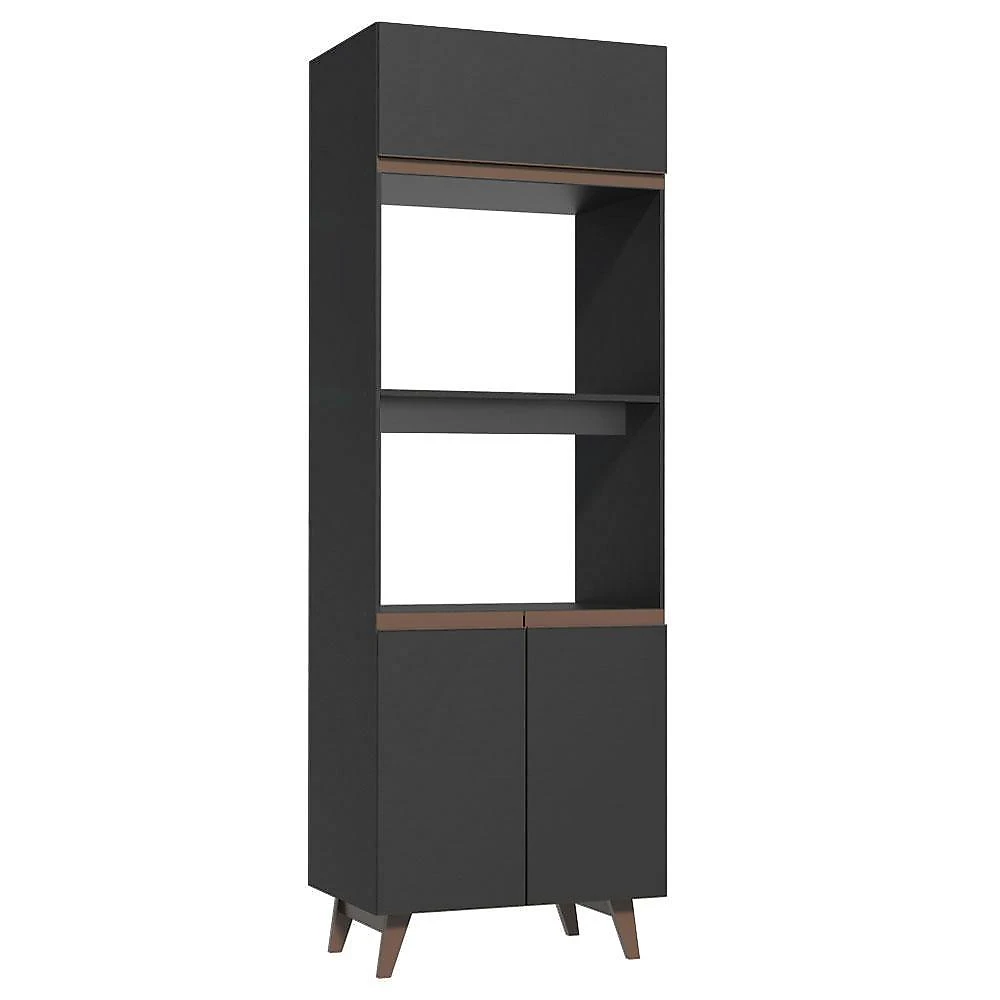 Torre quente armário de cozinha 70 cm 3 portas preto reims madesa
