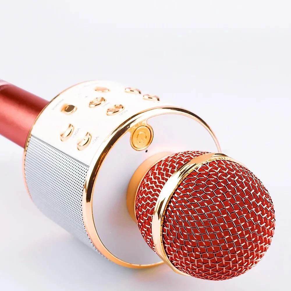 Microfone Karaokê Bluetooth Portátil Infantil com Mixer e Som Potente 6W Dourado Yeet