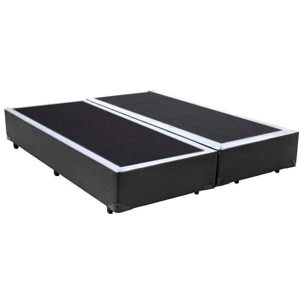 Cama Box Queen Bipartido Sintético Mega Cama Cinza 158x198x42cm