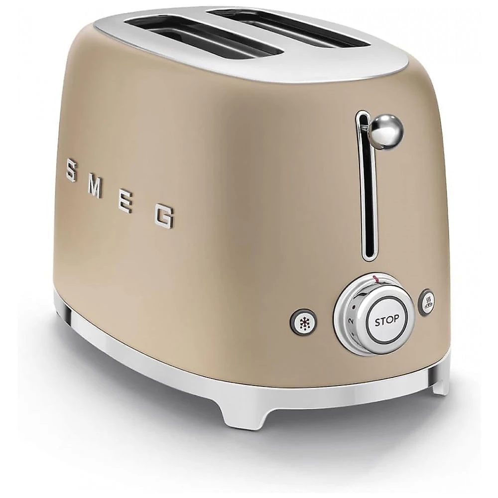 Kit Chaleira Elétrica e Torradeira 2 Fatias Smeg Champanhe Fosco Retrô 1,7L 1500W