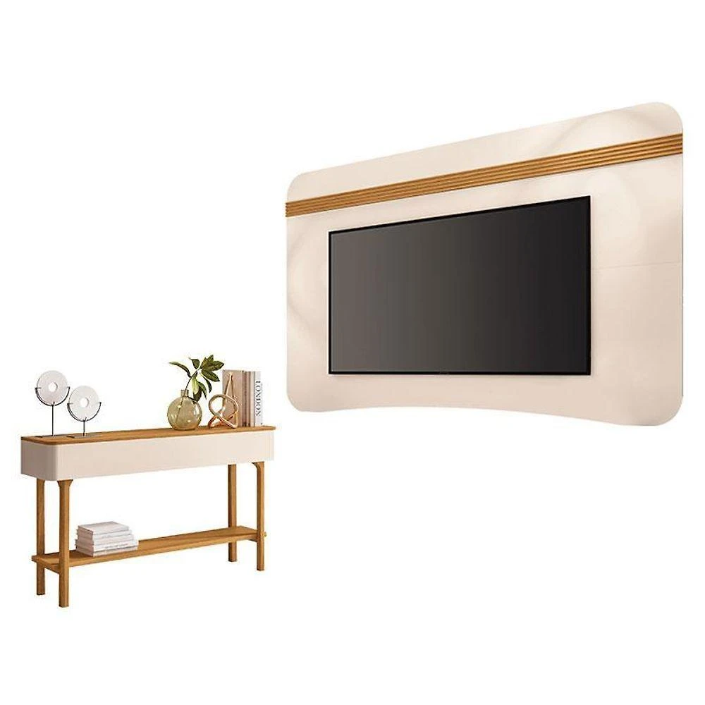 Painel Suspenso Armony Off White Cinamomo Com Aparador Fiero Off White Cinamomo - Hb Móveis