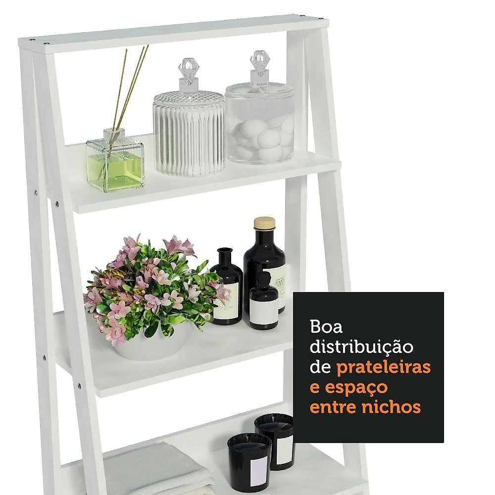 Estante Organizadora Multiuso para Banheiro com 4 Prateleiras Madesa - Branco Branco